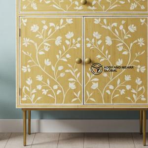 Armoire de rangement florale en incrustation d'os de luxe de haute qualité, buffet en bois fait à la main pour la chambre à coucher, le couloir, la salle à manger, l'exportation - Product Image 6