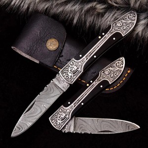 Handmade Damascus Steel Folding Pocket Knife Rose Wood Razor Sharp EDC Outdoor Hunting High Durability OEM Support Clip Point - Product Image 5
