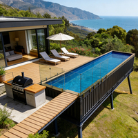 Stilvoller Holz-Whirlpool mit Containerbecken für Familien-Gärten und Hotels, das das perfekte Sommer-Schwimmerlebnis bietet.