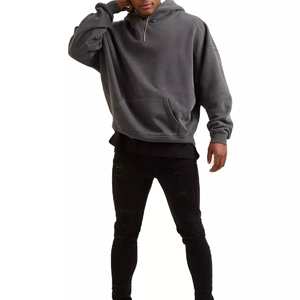 เสื้อฮู้ดผ้าฝ้ายออร์แกนิคสำหรับทุกเพศ2022ปักด้วยผ้าฝ้ายสไตล์ใหม่สีดำ/ สีเทาผสมสำหรับฤดูหนาว - Product Image 4