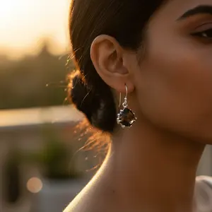 Boucles d'oreilles pendantes en argent 925 plaqué or 18 carats avec quartz fumé pour femmes, bijoux de mariage avec perle et diamant comme pierre principale - Product Image 3