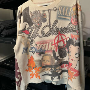 Sweat-shirt imprimé personnalisé 600gsm, poids lourd et épais, Patch de broderie personnalisé pour hommes, lavé à l'acide - Product Image 4