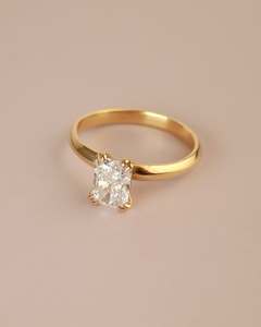 Elongated Cushion Cut Moissanite Solitaire Engagement <b>Ring</b> 7x9mm Dual Claw Yellow Gold Plated Fine Wedding Jewelry Wholesale - Product Image 4
