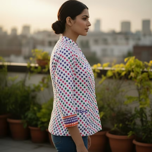 Chaqueta Acolchada de Algodón con Estampado Floral, Transpirable, Informal - Product Image 3