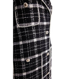 Manteau long à double boutonnage pour femme, à carreaux, avec passepoil noir, amovible, grande taille, en tissu tissé respirant, pour l'automne et l'hiver - Product Image 2