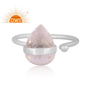 Vente chaude Fine Sterling Silver Natural Crystal Quartz Gemstone Bague réglable Fabricant de bijoux personnalisés - Product Image 4