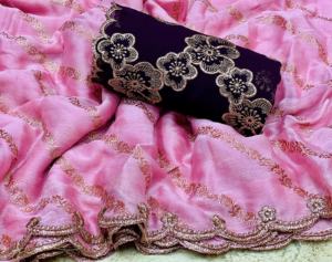 Moderno elegante listo para usar traje indio elegante importado Georgette Sari blusa indio exportador y proveedor - Product Image 5