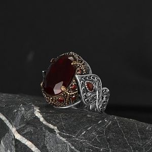Anillo Azuris para Hombre en Plata de Ley 925, Estilo Otomano con Piedra Natural, Directo de Turquía, VALKH1948, Gran Venta - Product Image 1