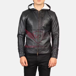 Chaqueta de cuero con capucha de estilo Vintage de calidad superior para hombre, chaqueta de motorista de moda personalizada, chaqueta de cuero Real de talla grande para invierno - Product Image 1