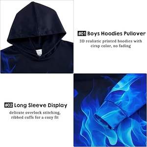 Alta calidad personalizado sublimado impresión Allover patrón sudaderas con capucha polar elegante invierno niños niño con capucha transpirable al por mayor - Product Image 4