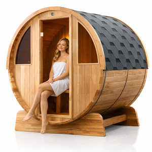 Sauna en bois massif moderne, en cèdre japonais, pour 4 personnes, pour jardin extérieur, avec porte en verre, entrepôt USA - Product Image 1