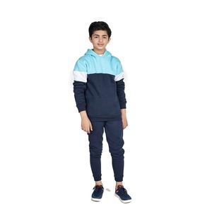 Conjunto Deportivo Informal para Niños, Sudadera con Capucha y Pantalones Deportivos en Bloques de Color, Traje Deportivo de Felpa Francesa para Niños - Product Image 1