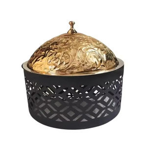 Serveur de nourriture élégant en métal bleu et blanc de forme ronde idéal pour les solutions décoratives de chauffe-plats pour les mariages et les repas d'hôtel - Product Image 2