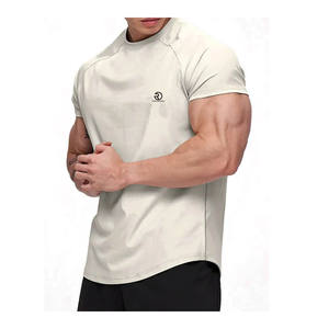 Haute Performance Gym 100% Coton T Shirt Stock Hommes À Manches Courtes Compression Workout Tee À Séchage Rapide Polyester Spandex Elastane Fit - Product Image 2