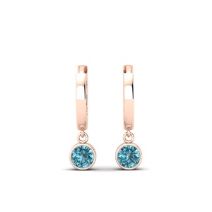 Pendientes de Aro de Plata de Ley con Piedra Lunar Hidroeléctrica Azul Cielo Redonda de 8 mm de Muy Buena Calidad, Joyería Unisex Hecha a Mano, Moderna para Aniversario - Product Image 2