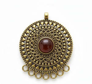 Collar de Cadena Delicado con Colgante de Mandala de Plata de Ley 925 de Alta Calidad Hecho a Medida por Rudra Gems, Chapado en Oro Rosa para Hombre, 6g Fino - Product Image 1