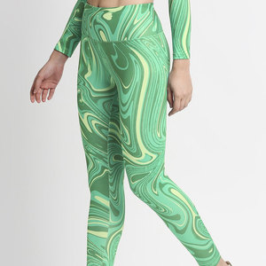 WATZY SPORTS กางเกงเลกกิ้งเอวสูงสีเขียวล้วนแบบสปอร์ต ยืดหยุ่น ระบายอากาศ แห้งเร็ว ป้องกันแบคทีเรีย ผ้าถัก สำหรับผู้หญิง - Product Image 4