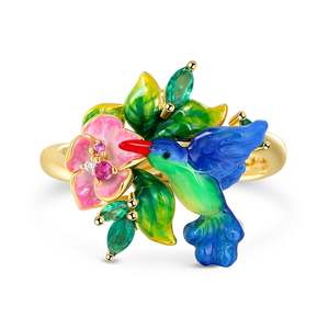 Bague de mode Jeulia en argent sterling émaillé motif fleur d'été - Product Image 2