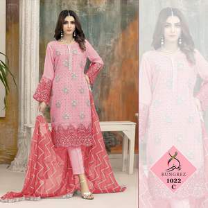 Nouvel arrivage de vêtements indiens pakistanais Salwar Kameez, fournisseur et exportateur de vêtements indiens en fausse georgette, broderie et diamants - Product Image 2