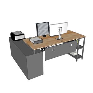 Contemporary Executive Desk with Rubber Wood Cabinet and Iron Legs TK102 <b>Office</b> <b>Computer</b> Table for Bedroom Use - Product Image 5