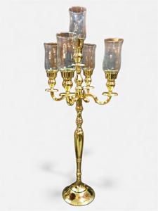 Luxury Gold Finish Metal <b>Candle</b> Holder <b>Set</b> Decorative Crystal Ball Centerpiece Antique Handmade Customizable Elegant Tabletop - Product Image 2