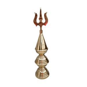 Golden Trishul Idol para Puja Home Decor espiritualidad y elegancia para su oficina en casa o templo. - Product Image 4