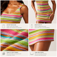 Robe mini en tricot à rayures arc-en-ciel pour femmes, sans manches, moulante, robe d'été, fabricant de vêtements de boutique