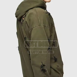 Design personnalisé Coton mélangé Distressed Hoodies Léger Distressed Hoodies 2025 Top Qualité Hommes Hoodies - Product Image 3