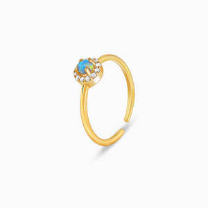 Elegante anillo de apertura de ópalo dorado para mujer, acero inoxidable a la moda con incrustaciones de corte princesa, joyería hecha a mano a la moda para mujer - Product Image 3