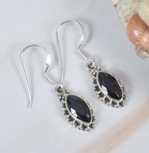 เครื่องประดับทำด้วยมือต่างหูโอนิกซ์สีดำ925สเตอร์ลิงอัญมณีเงินตะขอต่างหูสำหรับเครื่องประดับ july birthstone Marquise Shape ของขวัญสำหรับเธอ - Product Image 3