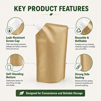 Support imprimé personnalisé écologique en papier kraft pour pochettes recyclables 300ml 1L liquide recharge sac bec biodégradable pour le lait