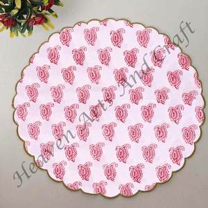 Handmade Printed Modern Round Table Napkin 100% Cotton Unique Design for <b>Airplane</b>, Hotels and Home Use EN124 - Product Image 5