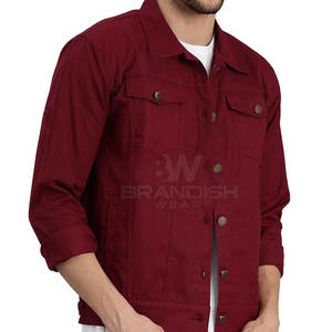 แจ็กเก็ตยีนส์สำหรับผู้ชายสีพื้นแจ็กเก็ตฤดูหนาวสำหรับผู้ชายดีไซน์ตามสั่ง - Product Image 5