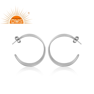Best Quality Fashion Hoop Earrings for Women Handmade Hoop Earring Silver Plated Brass Earrings - Product Image 3