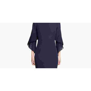 Robe fourreau bleu marine DKNY pour femme avec manches cloche plissées, coupe trapèze, en crêpe de luxe, taille XL - Idéale pour les fêtes d'anniversaire - Product Image 2