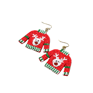 Boucles d'oreilles brodées de perles de style traditionnel avec un thème festif, des couleurs vibrantes et des perles 100% verre pour une apparence élégante - Product Image 5