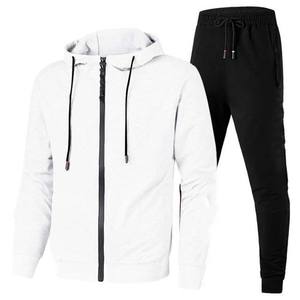 Costumes de sport pour hommes Offre Spéciale personnalisés couleur unie sweats à capuche à rayures chaud pour la peau confortable respirant Jogging Gym Fitness ensembles - Product Image 4