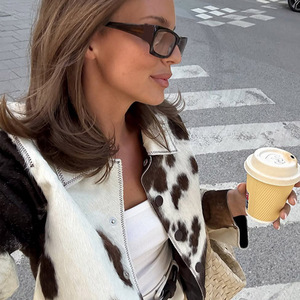 Chaqueta Tejida Asimétrica con Estampado para Mujer, Otoño Invierno 2026, Impermeable, Cortavientos, Estilo Urbano, Ropa de Abrigo Moderna - Product Image 3