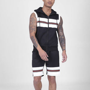 Conjuntos Cortavientos Personalizados con Logotipo OEM, Chaquetas Cortavientos de Poliéster y Nailon para Hombre, Chaquetas con Cremallera Corta y Pantalones Cortos, Conjunto de Dos Piezas - Product Image 1