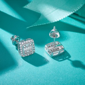 VVS Moissanite Lab Grown Baguette Cut Diamond Stud Earrings Women 14K White Gold IGI Certified Elegant <b>Gift</b> - Product Image 5