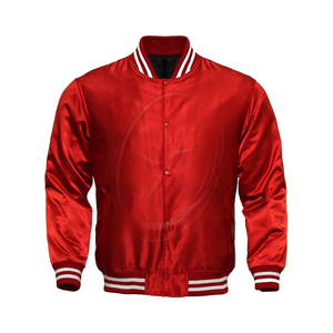 Chaqueta universitaria de poliéster satinado de alta calidad para hombre, cremallera Retro a prueba de viento y transpirable con cuello levantado, estilo informal - Product Image 1
