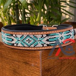 Collar de perro de cuero mecanizado a mano occidental, collares para mascotas con Calavera, producto a granel al por mayor, Collar suave y duradero - Product Image 1