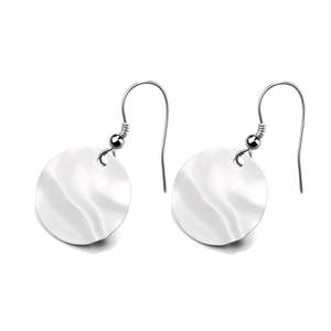 Orecchini Pendenti in Argento Sterling Martellato con Placcatura in Oro Rosa e Oro Bianco, Geometrici con Diamanti, Trendy per Fidanzamento - Product Image 1