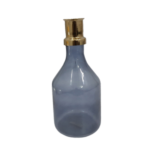 Décoration de salon Vase à fleurs décoratif en verre et métal de couleur bleue et Pot de fleurs pour décoration de table - Product Image 6