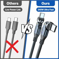 Kabel Pengisian Cepat USB C ke USB C 240W PD3.1, Kabel Data 480Mbps Berbahan Nilon Kepang, Berbagai Ukuran OEM