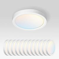 Plafonnier LED industriel ultra-mince à montage en surface, en acrylique, CRI élevé 90, 7-19,7 pouces, 5 CCT 2700-6000K, gradation 0-10V par phase