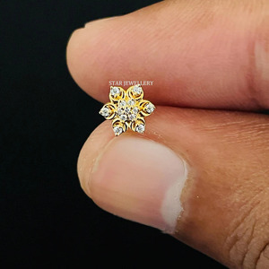 14K <b>Rose</b> <b>Gold</b> Natural Diamond Flower <b>Stud</b> <b>Earrings</b>-Christian Gift Fine Jewelry - Product Image 2