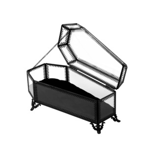 Caja de baratija de joyería con espejo de vidrio templado de lujo moderno, diseño de ataúd con tamaño personalizado para almacenamiento y decoración de Halloween - Product Image 1