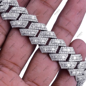 Colliers et chaînes cubaines plaqués or rose entièrement sertis de diamants, bijoux de luxe à prix imbattable, diamants en moissanite VVS - Product Image 2