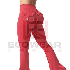 Leggings évasés taille haute avec poches pour femmes, effet push-up, respirants, pour le sport, la gym, le yoga, toutes les couleurs et tailles disponibles - Product Image 2